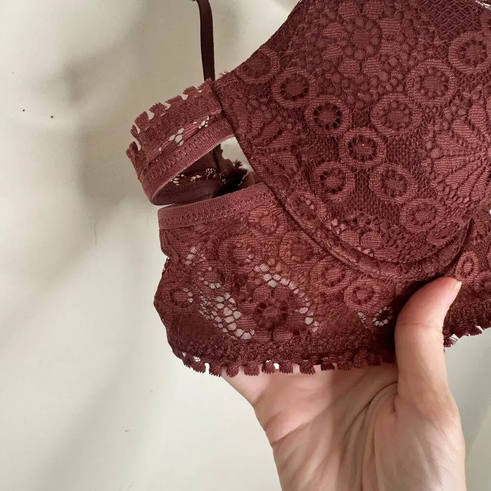 Aerie Real Power Balconette Joy Lace Bra - Cabin Fever NWT Size 34B - Picture 5 of 10